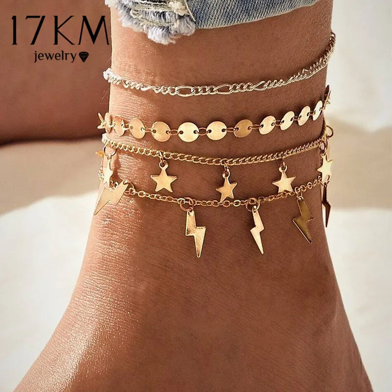 Новый Винтажный набор ножных браслетов для женщин 5 шт./компл. многослойный