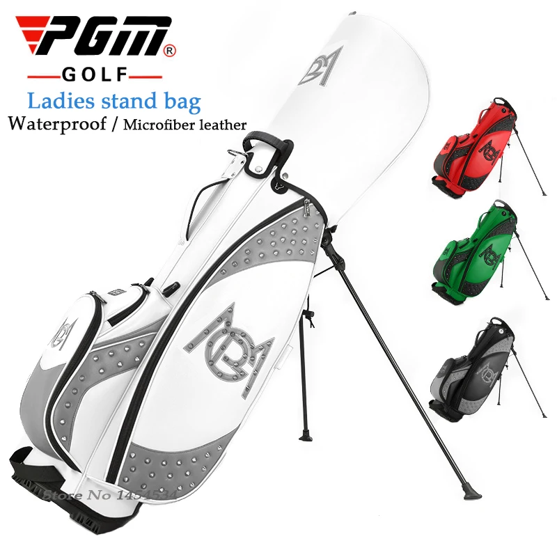 PGM Golf Women's Fashion Rivet Rack Bag Transparent Cap Waterproof High Capacity Clubs Bag Ladies Triangle Stable Stand Ball Bag