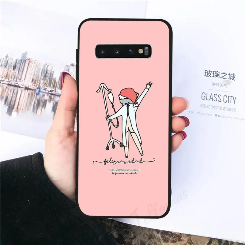 

Spain Cartoon doctor nurse Phone Case For Samsung S6 S7 edge S8 S9 S10 e plus A10 A50 A70 note8 J7 2017