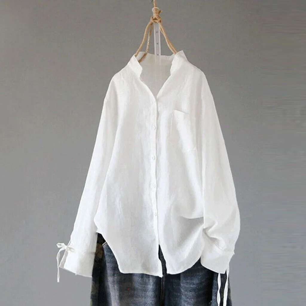 SAGACE белые топы Женская однотонная офисная футболка с длинным рукавом топ блузка