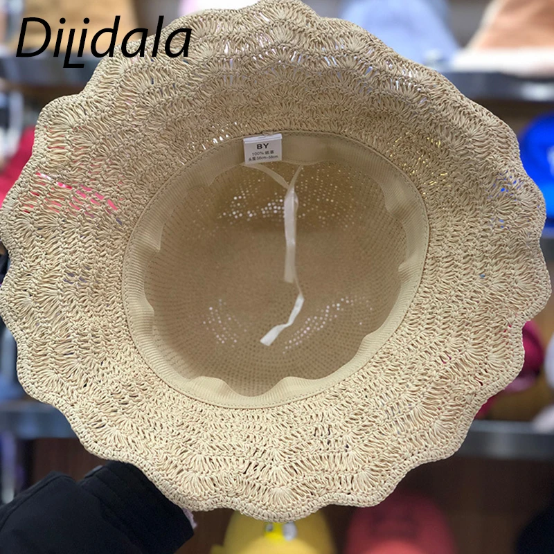 Dilidala Пляжная дорожная соломенная шляпа для женщин летняя женская вязаная рафия