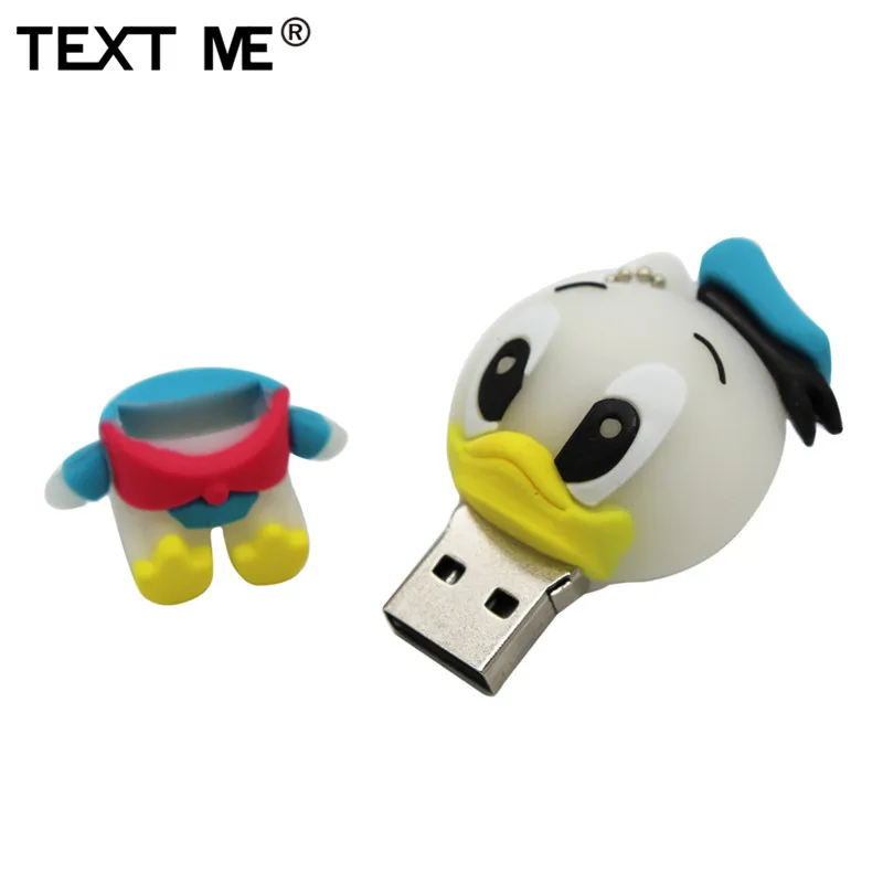 Флеш-накопитель с мультипликационным принтом «TEXT ME», usb 2,0, стиль животных, утка, 4 ГБ, 8 ГБ, 16 ГБ, 32 ГБ, 64 ГБ, флеш-накопитель, USB флеш-накопитель, креативная флешка