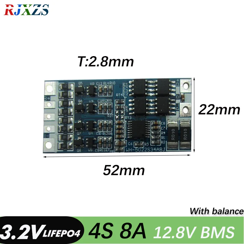 Фосфатная плата для защиты аккумулятора 8A LiFePO4 BMS 12 8 В 14 4 18650 PCM аккумуляторной