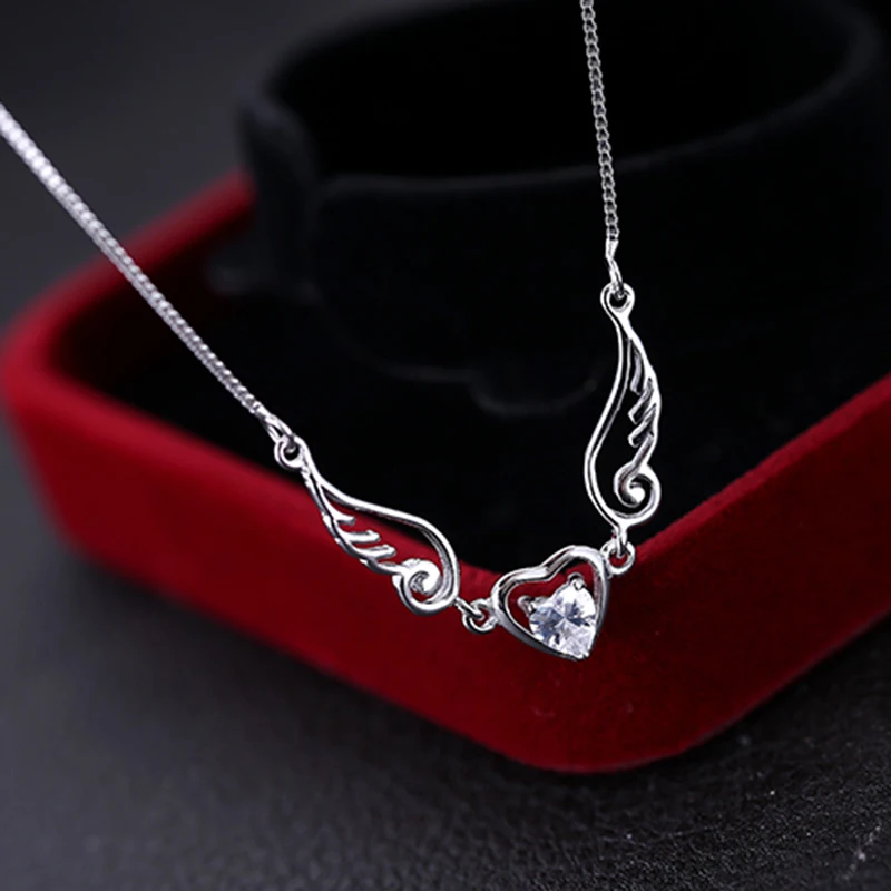 Романтические крылья ангела 925 пробы серебряные ожерелья подвески для женщин не