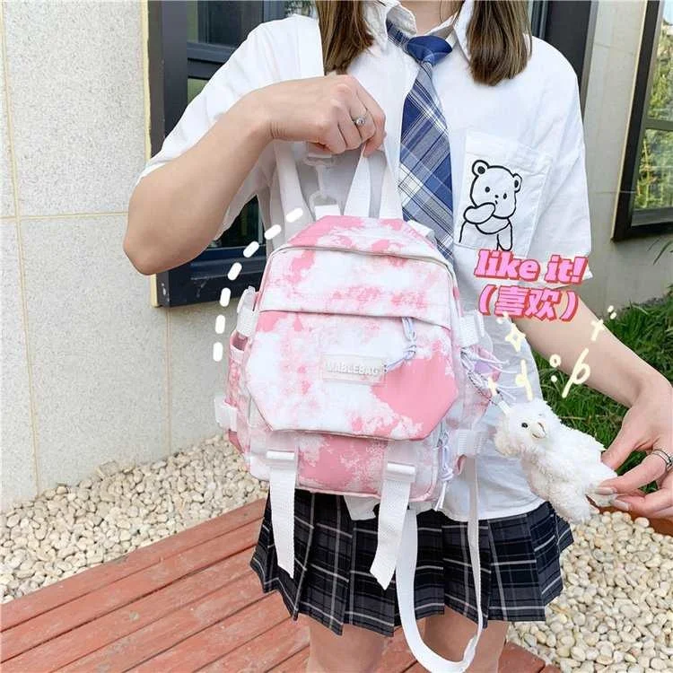 

Summer small bag ins Harajuku fashion personality tie dye girl student backpack Korean lovely Backpack