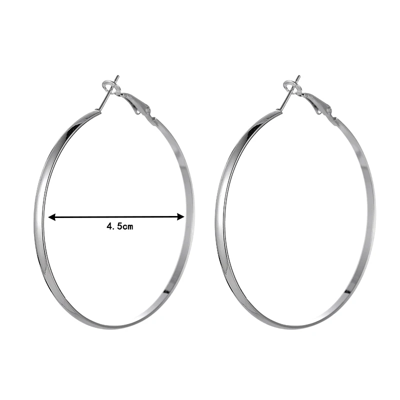 Silver4.5cm Модные женские металлические Золотые круглые серьги для женщин, вечерние Простые Ювелирные изделия, женские большие круглые серебряные серьги-кольца в стиле панк, Brincos - Окраска металла: Silver4.5cm