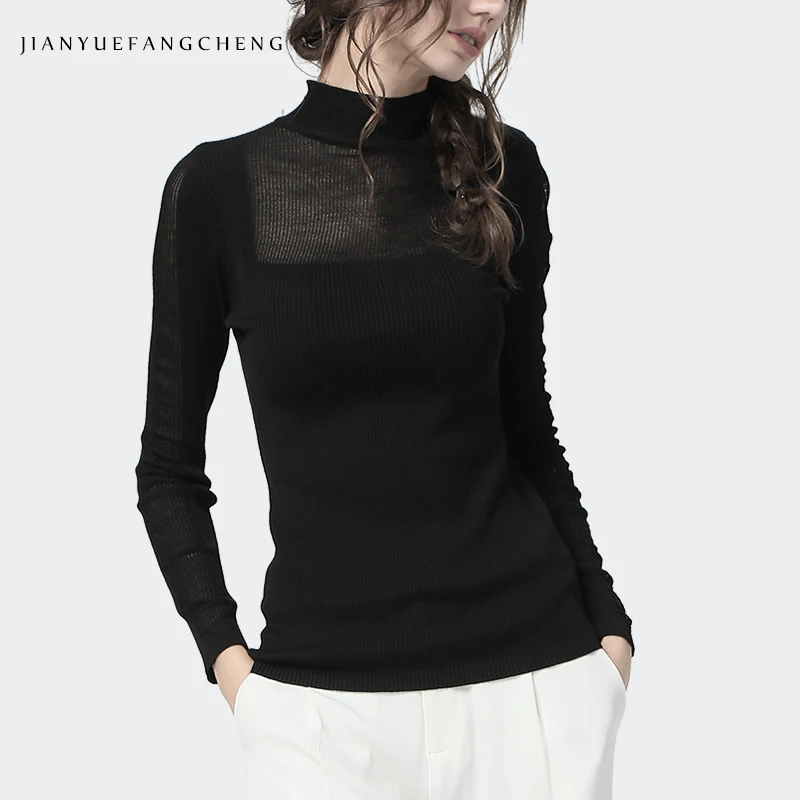 Модная женская зимняя трикотажная нижняя рубашка 2019 привлекательный прозрачный