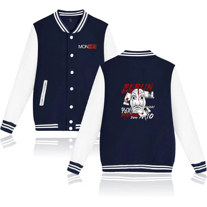 Money Heist La Casa De Papel Baseball Jacket Coat Fashion Men Women Hoodie Sweatshirts Long Sleeve Homme Hoodies Jackets Top 4XL | Мужская
