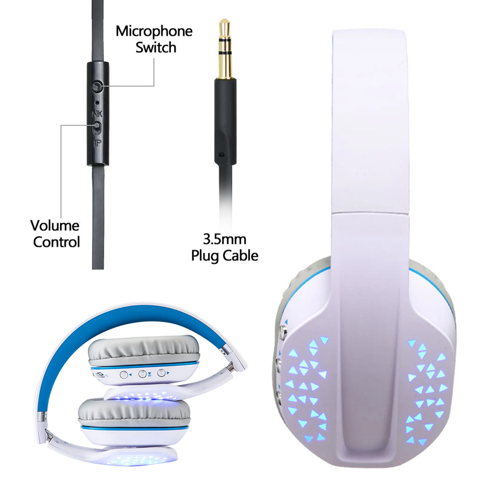 Wireless Bluetooth Headphones with Noise Cancelling Mic Over Ear Stereo Earphones Hi-Fi Foldable Headphone for PC Laptop | Электроника