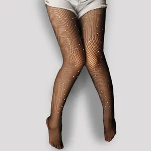 Женские блестящие сетчатые сексуальные чулки разразы колготки женские колготки с бриллиантами полые бисером для клувечерние чулки колготки