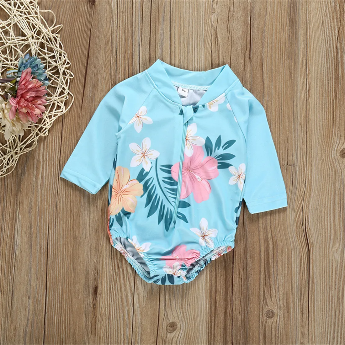 

2019 Hot Toddler Kid Baby Girl Swimwear Swimsuit Bikini Bathing Suit Swimming Costume Long Sleeve O Neck Printed Cute Swimwear