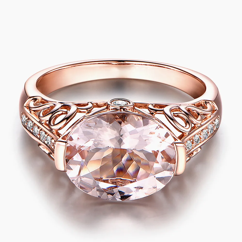 Винтажная мода - кольца с морганитом, шампанским, драгоценными камнями и бриллиантами для женщин, ювелирные изделия из розового золота 14K, украшения, бижутерия, кольца, подарки на вечеринку.