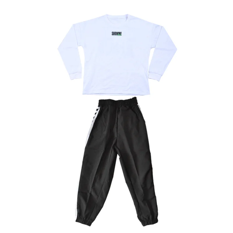 black 2pcs Детская одежда в стиле хип-хоп, танцевальный костюм для уличных танцев, набор для мальчиков Tide сценический костюм хип-хоп джаз танец костюмы для выступления DQS2973 - Цвет: black 2pcs