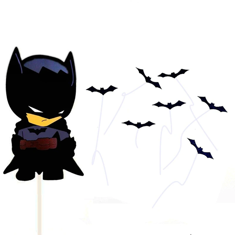 Новинка, популярные вечерние сувениры для мальчиков, Бэтмен, торт, Топпер, черная летучая мышь, кекс, детские подарки на день рождения, детский душ вечерние торты, украшения