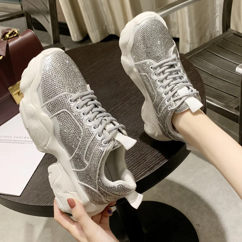 Ulzzang/женские кроссовки на платформе Модные женские массивном каблуке