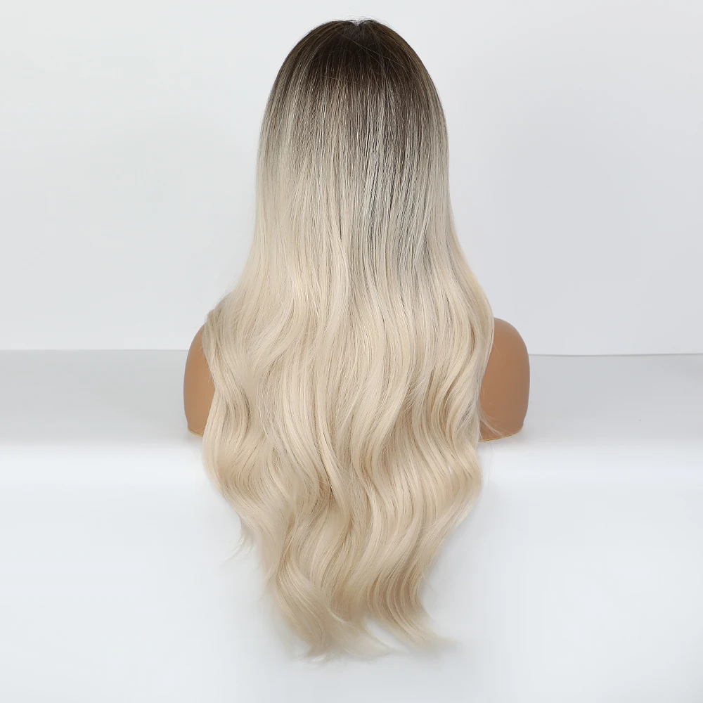 Длинные волнистые парики блонд единорог белые волосы Омбре волнистый