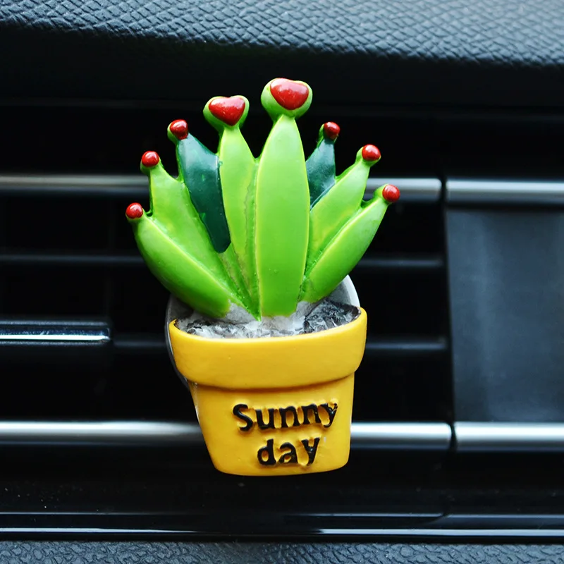 Симпатичный кактус из смолы для кондиционирования воздуха в автомобиле зажим