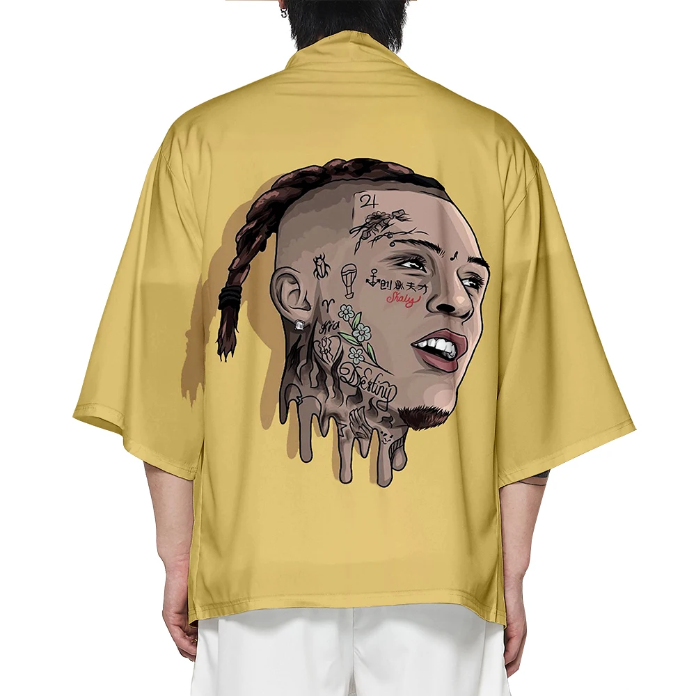 

2020 Cardigan Japanese Kimono Lil Skies Fashion Top Men and Women Traditional Kimono Streetwear