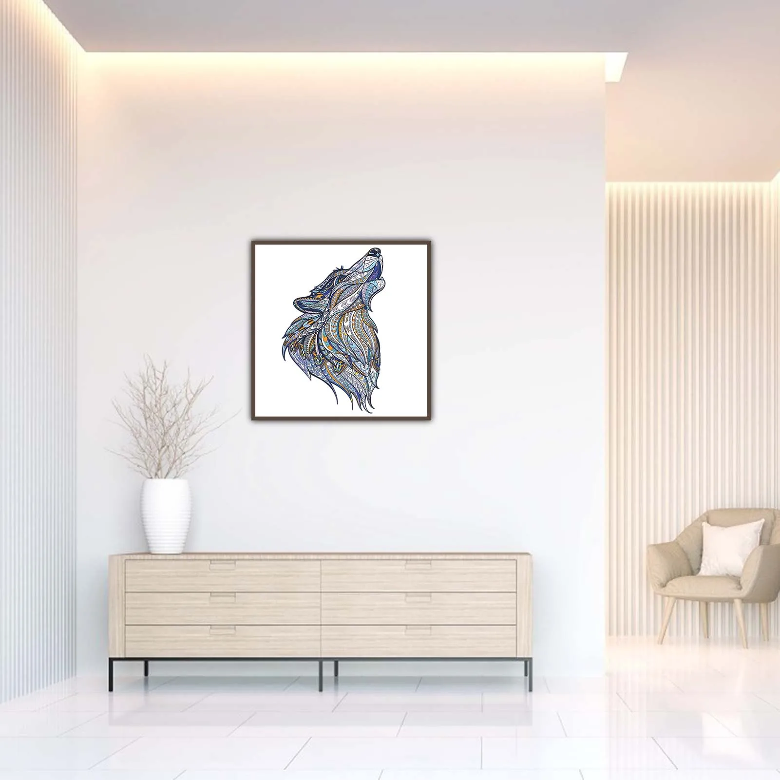 Деревянный пазл с волком и львом уникальная форма деревянный животными подарок