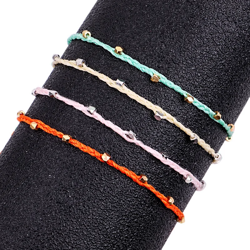 Браслет на ногу женский Плетеный регулируемый ювелирный украшение в богемном