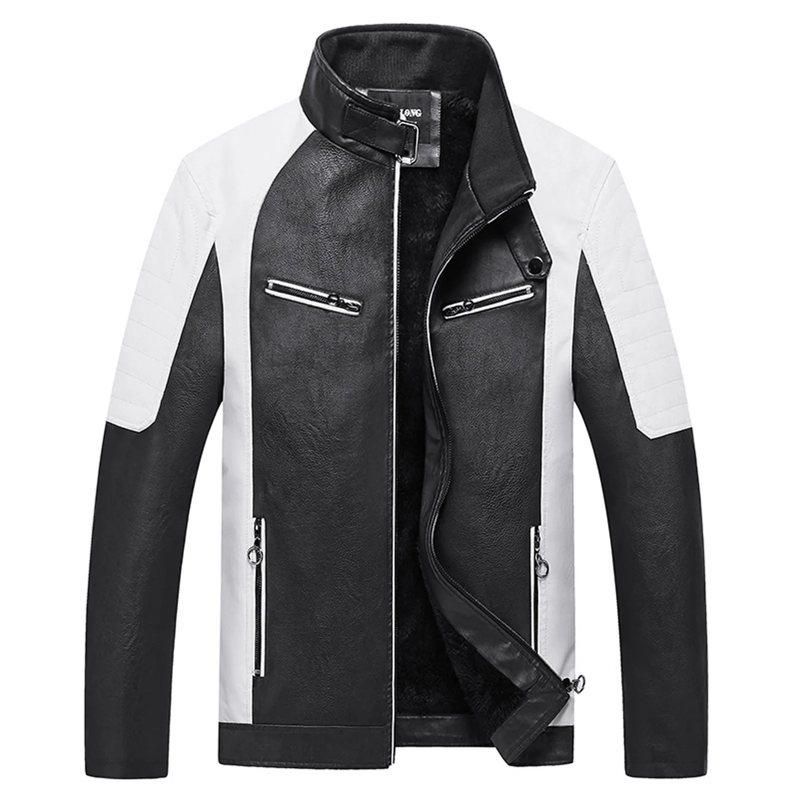 Куртка мужская кожаная на молнии модная повседневная верхняя одежда из