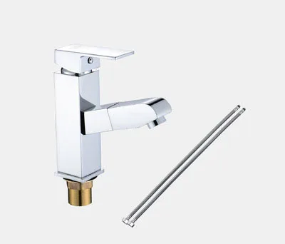 

Classic Chrome Finished Brass Pull Out Spout Bathroom Basin Faucet Single Handle Hot and Cold Water with Spring Hoses Deck Mount