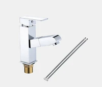 classic chrome finished brass pull out spout bathroom basin faucet single handle hot and cold water with spring hoses deck mount