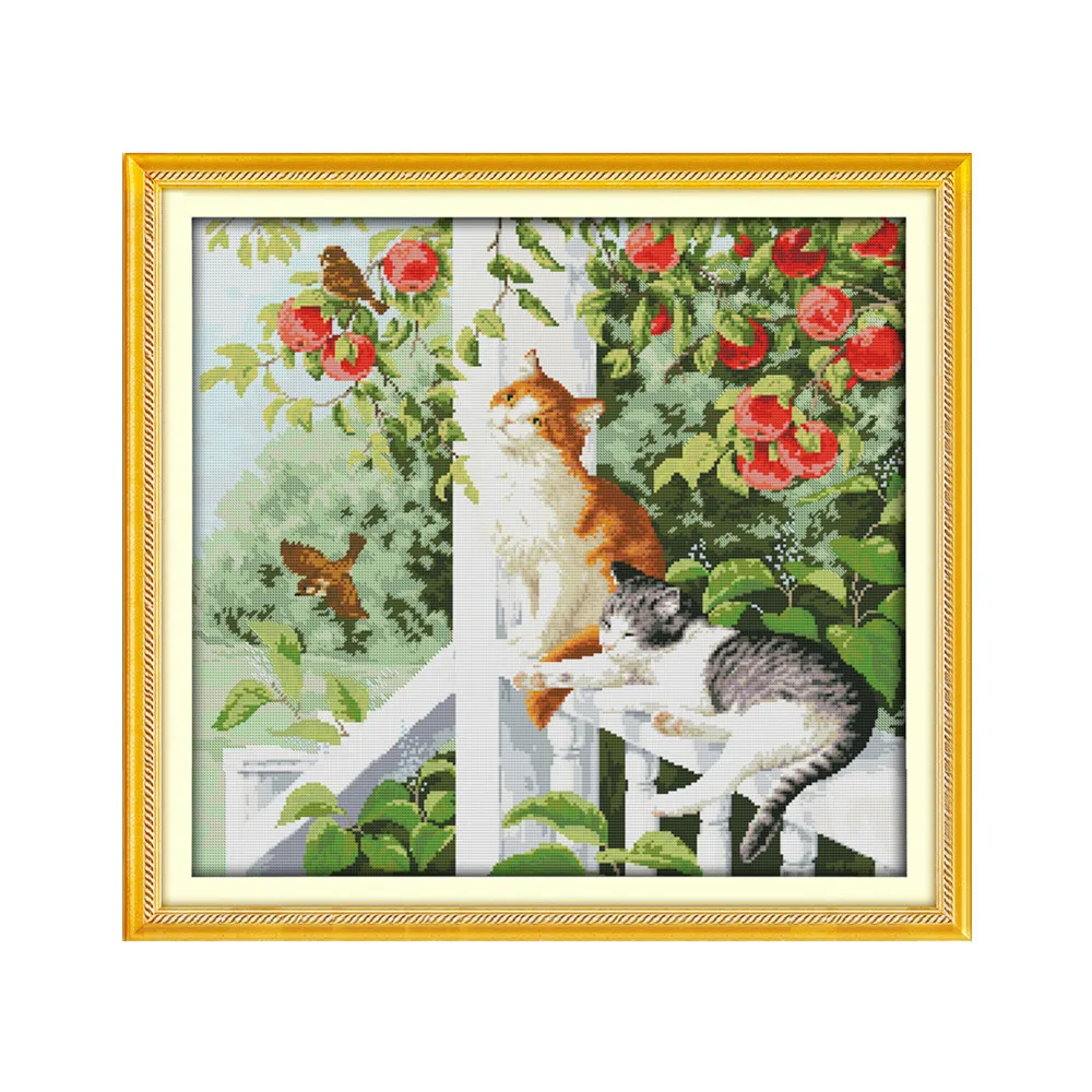 Набор для вышивки крестиком две кошки 18/14/11 карат|handmade needlework|embroidery diycat cross stitch kit |