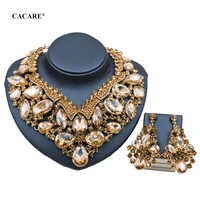 luxury jewelry sets women party 2020 cheap big dubai jewelry set gold colorful drop earrings necklace set f0308 statement