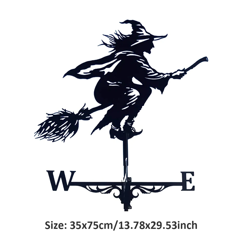 

Weathervane Garden Stake Wind Direction Indicator Measuring Tool With Witch Pattern Ornament Decoration For Rooftop Outdoor Yard