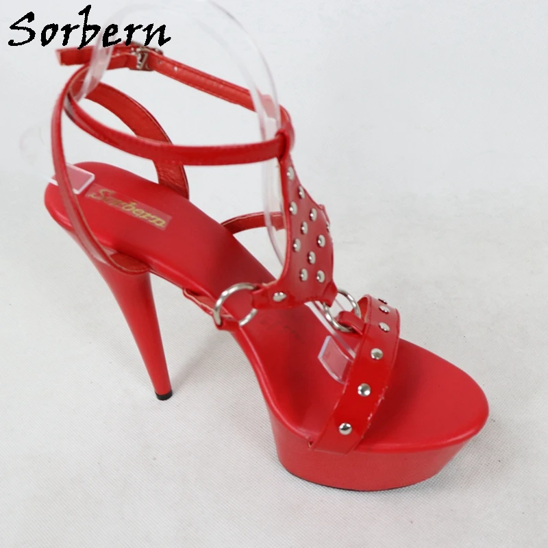 Sorbern/босоножки с ремешками на лодыжках высокой платформе красные каблуки