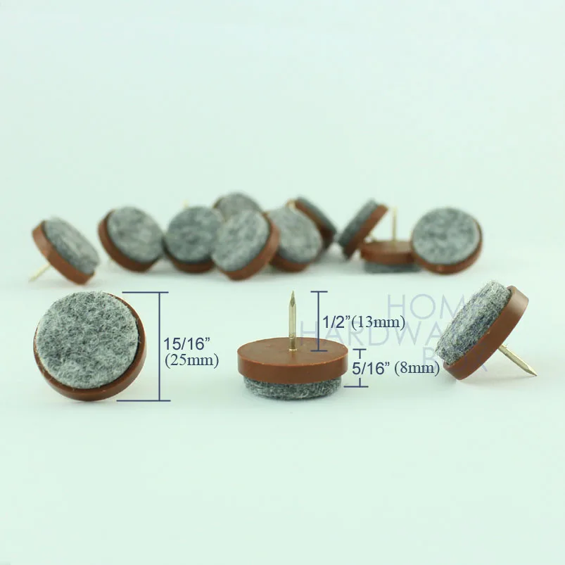 Стул войлочный скользящий гвоздь на мягкой подошве коричневый 1 дюйм в упаковке 24