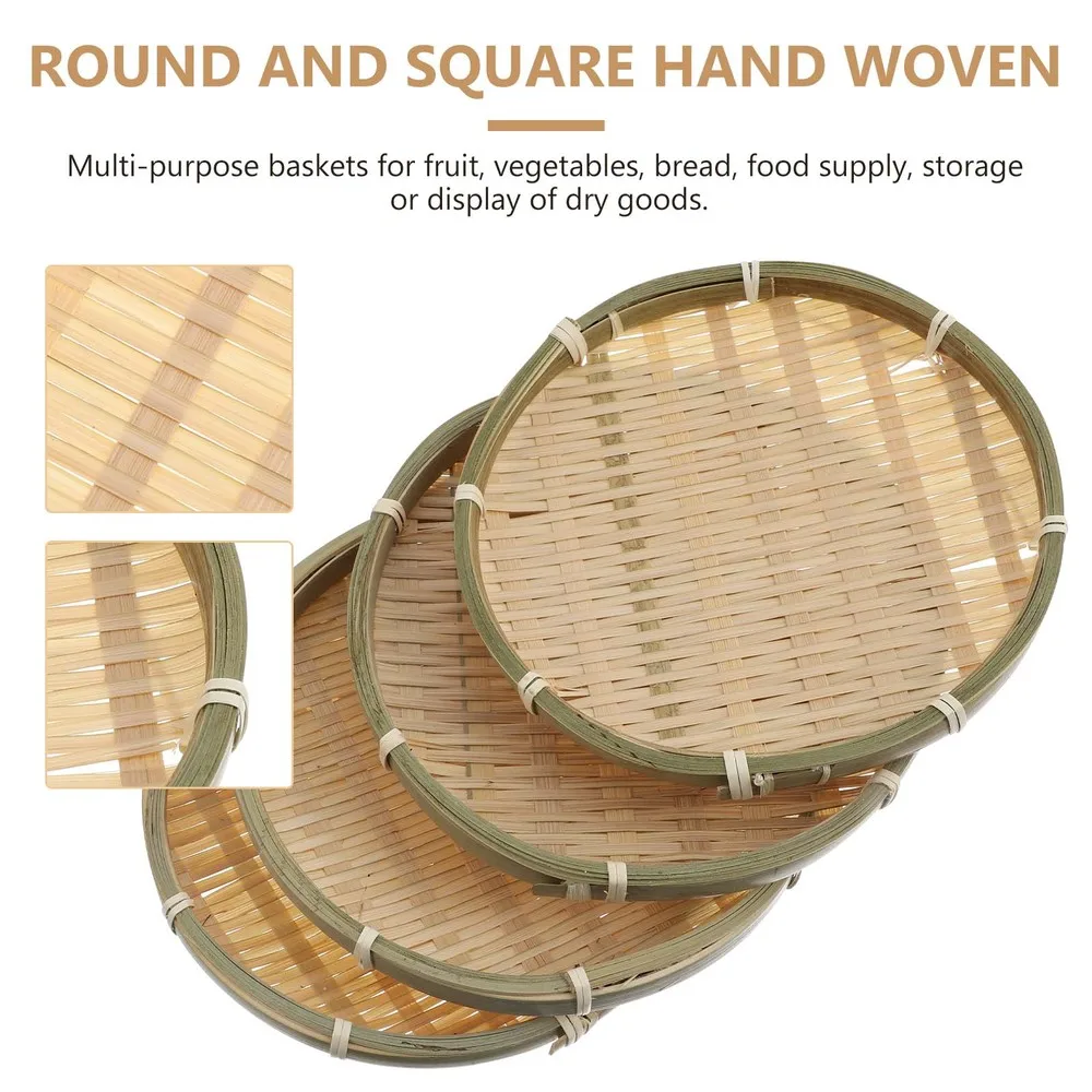 

1 Set 4pcs Multifunctional Household Bamboo Woven Storage Holder Woven Plates
