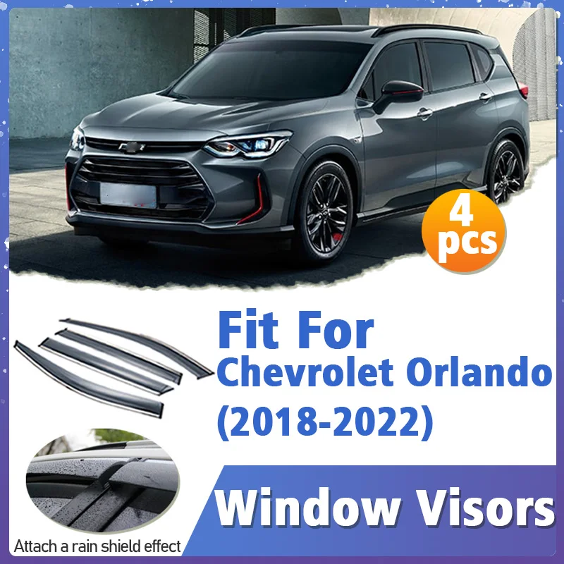 Window Visor Guard for Chevrolet Orlando 2018-2022 Vent Cover Trim Awnings Shelters Protection Sun Rain Deflector Accessories