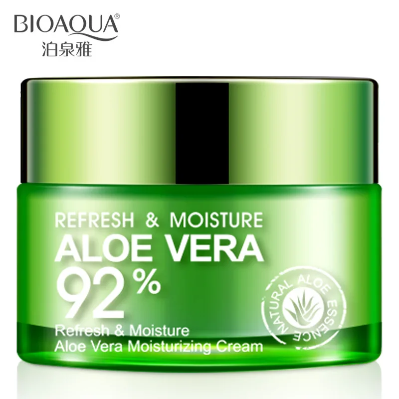 

BIOAOUA 92% Aloe Vera Extract Essence Facial Cream Moisturizing Acne Treatment Black Head Remover Whitening Skin Care Face Cream