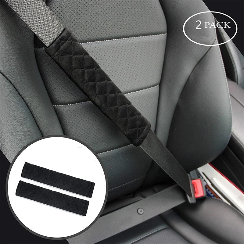 2PCS Soft Car Seat Belt Cover Seatbelt Shoulder Pad Warm Universal Plush Shoulder Pad with All Cars and Backpack Dark Gray