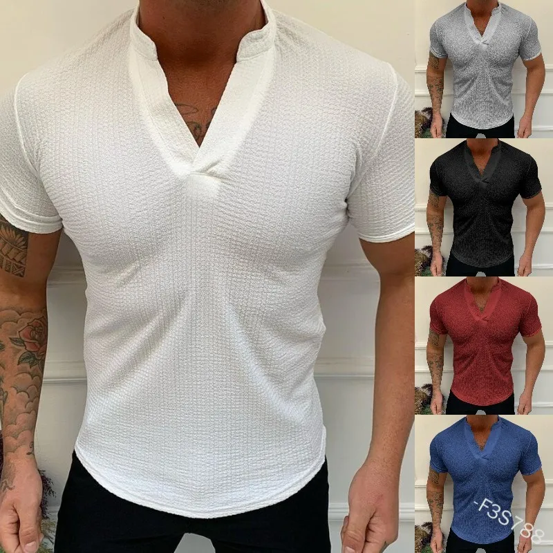 

Mandylandy Slim Fit Short Sleeve Tshirts Women Solid Tight V-neck Fashion Short Sleeve T-shirt Tops Shirts Streetwear Tshirts
