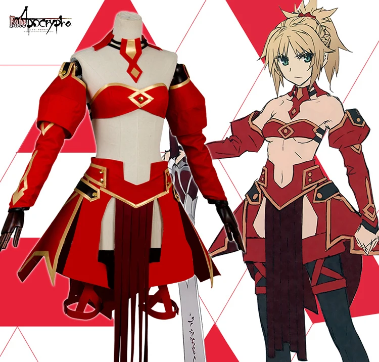 Fate/Apocrypha Mordred Косплей Костюм мордреда боевой костюм женский на Хэллоуин красный