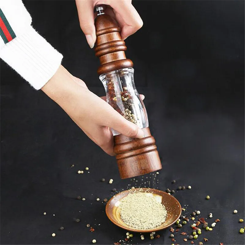 Pepper Mill Grinder Manual Salt Weed Grind Herb Dry Spice Wooden Transparent Mills Kitchen Tools | Дом и сад