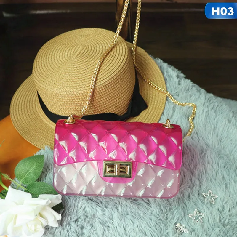 

Gradient Colorful Transparent PVC Jelly Bag Women Girls Candy Color Small Square Lingge Crossbody Messenger Shoulder Bag
