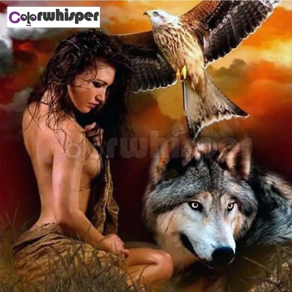 Алмазная картина полностью квадратная/круглая дрель для женщин волк Орел Daimond