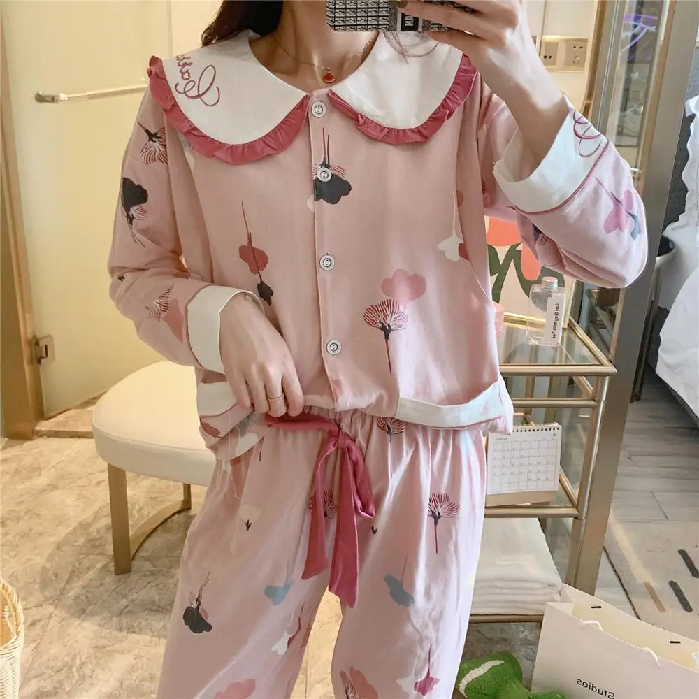 Пижама для кормящих матерей 2020 новая пижама с длинными рукавами и принтом