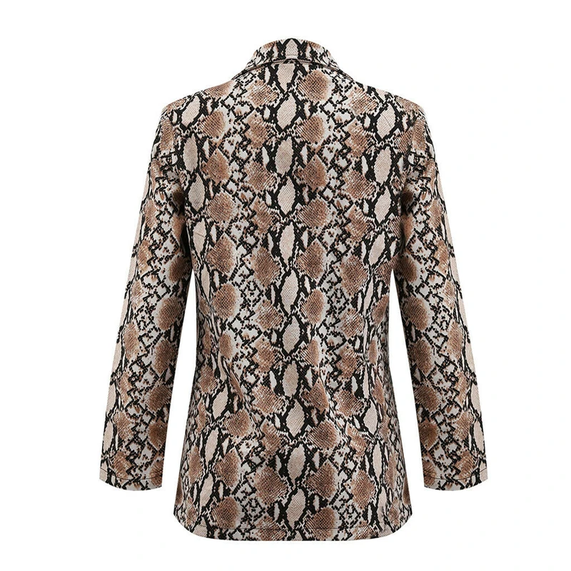 

2019 New Women Chic Snakeskin Blazers Long Sleeve Notched Slim Blazer Women OL Formal Suit Casual Coat Outwear Jackets Plus Size