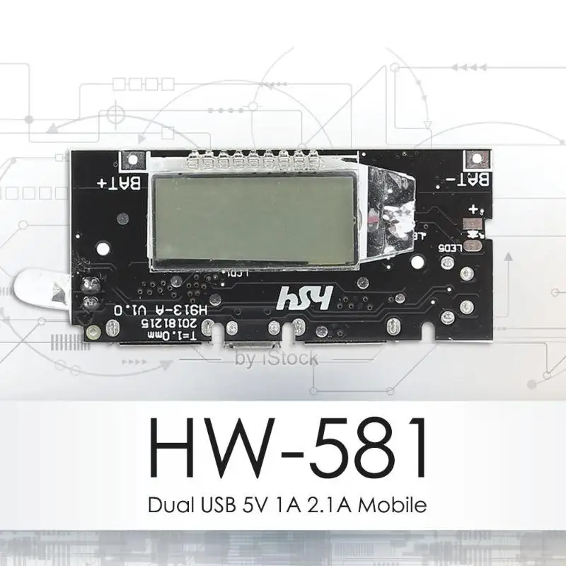 Модуль мобильного внешнего аккумулятора с двойным USB 5 В 1 А 18650 литиевая батарея