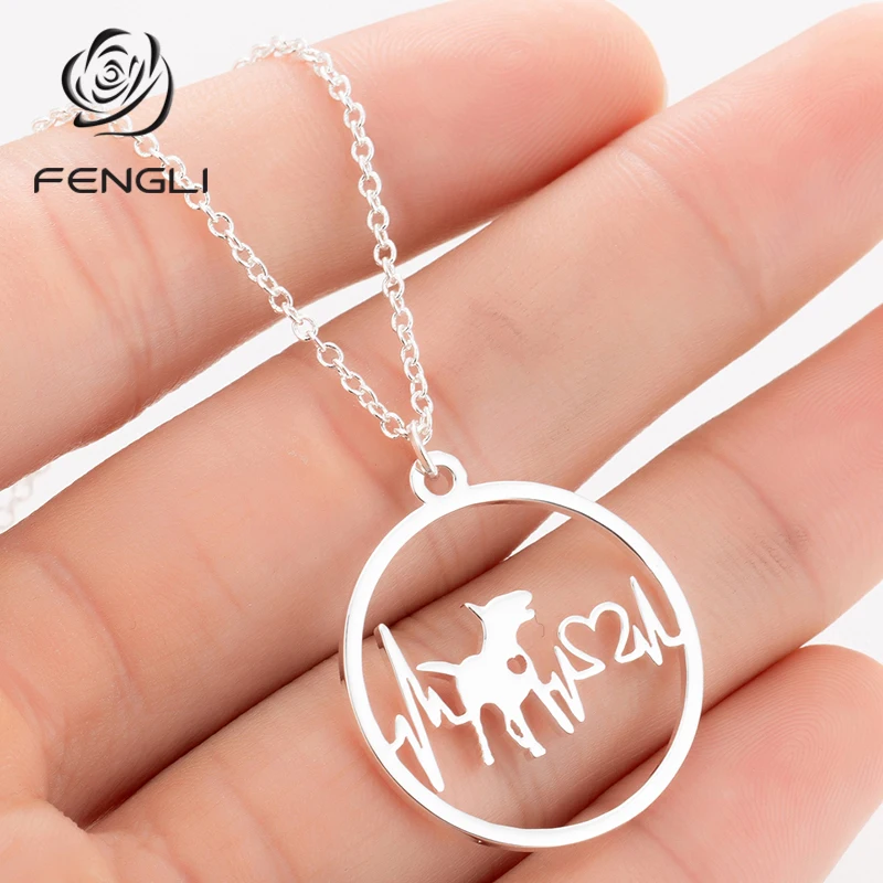 FENGLI Love Dog People ожерелье полые круглые из нержавеющей стали креативные подвески для
