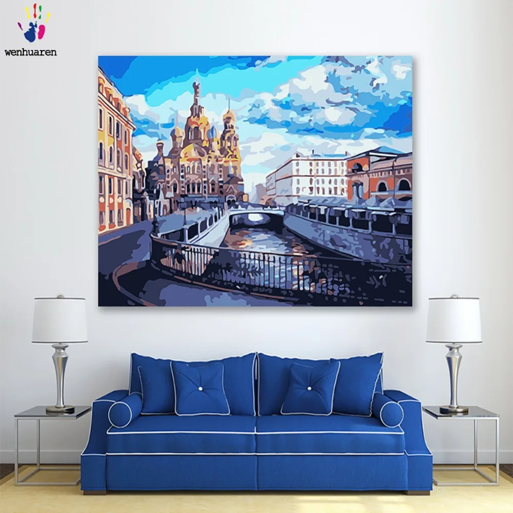 DIY картинки для раскраски по номерам с цветами английский замок барокко