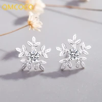 qmcoco new style korean fashion small snowflake zircon earrings woman birthday party snowflake earrings accessories
