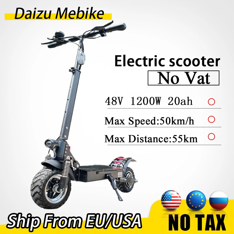 

EU US Stock 1200w Motor Powerful Electric Scooters 10Inch electric patienete Adlut 48v 20ah E scooter No Vat Long Range 55km