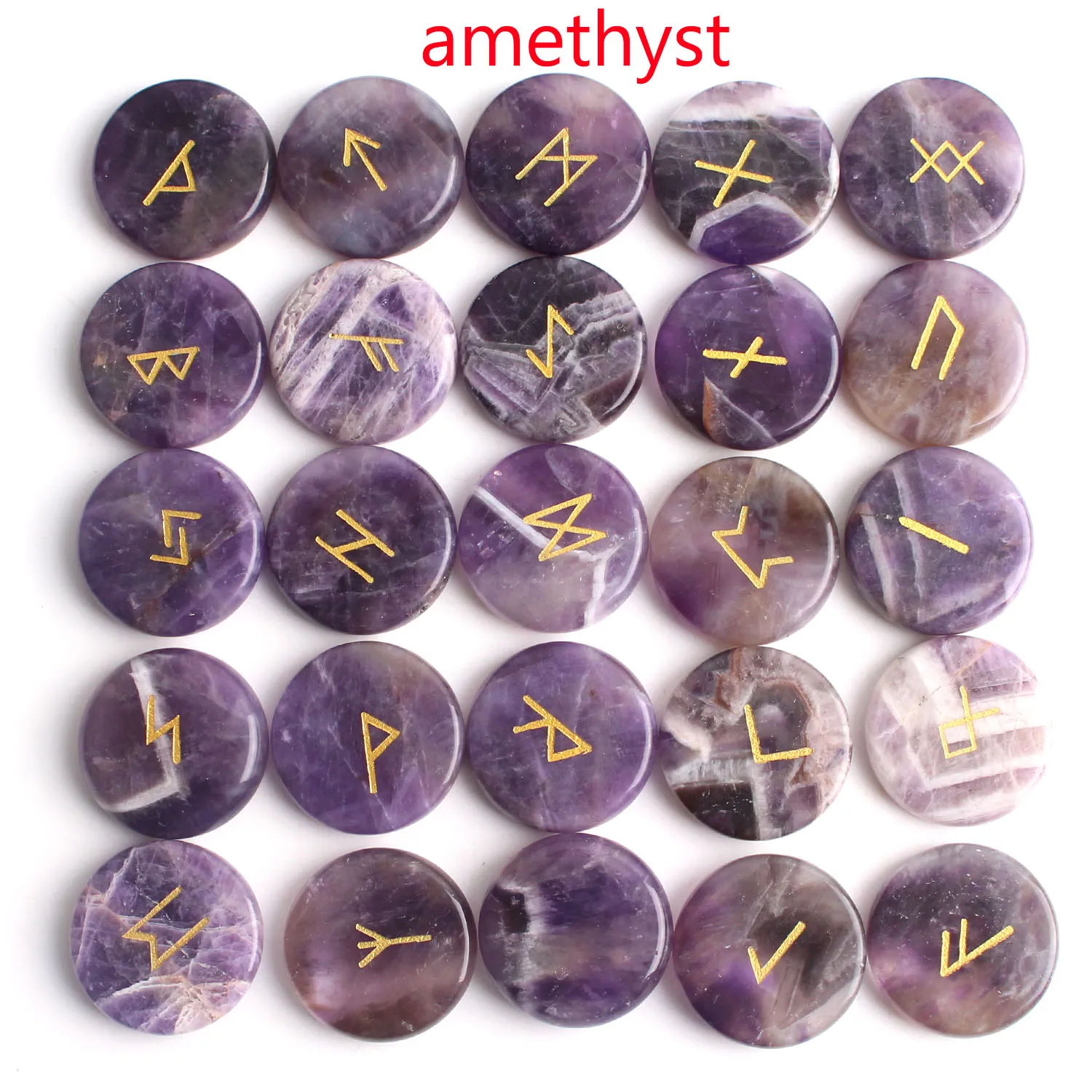 25 шт. натуральный круглый розовый кварц Хрустальная Руна каменные руны Аметист