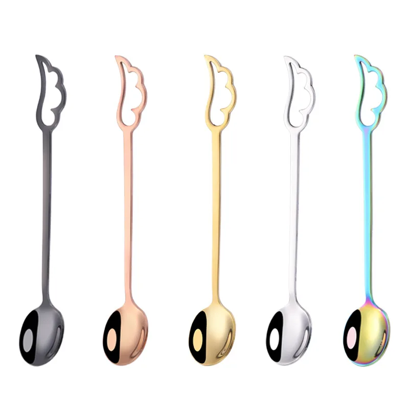 

Creative Wing Shaped Tableware Ice Cream Scoop Colorful Useful Tea Coffee Mixing Spoon 1pc Dessert Fruit Fashionable Convenient
